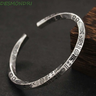 Desmondri Mobius เปิดสร้อยข้อมือแฟชั่นวินเทจปาร์ตี้เครื่องประดับพังก์สีเงินโทเท็ม Rune สร้อยข้อมือ