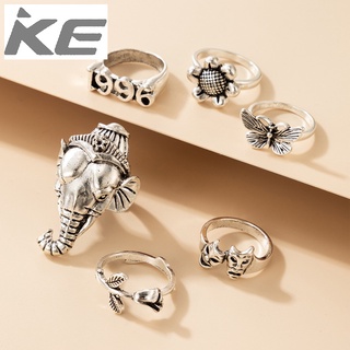 Ring Vintage Rose Butterfly Nostalgic 6 Piece Animal Rings for girls for women low price