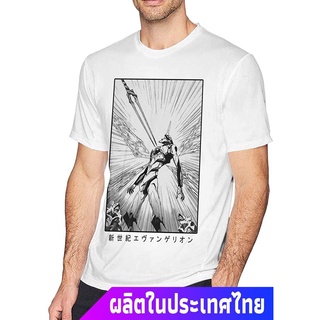 【Hot】EVA แอนิเมชั่นญี่ปุ่น การ์ตูน WEIYE Neon Genesis Evangelion Short Sleeve T Shirts For Men White tee คอกลม แฟชั่น แข