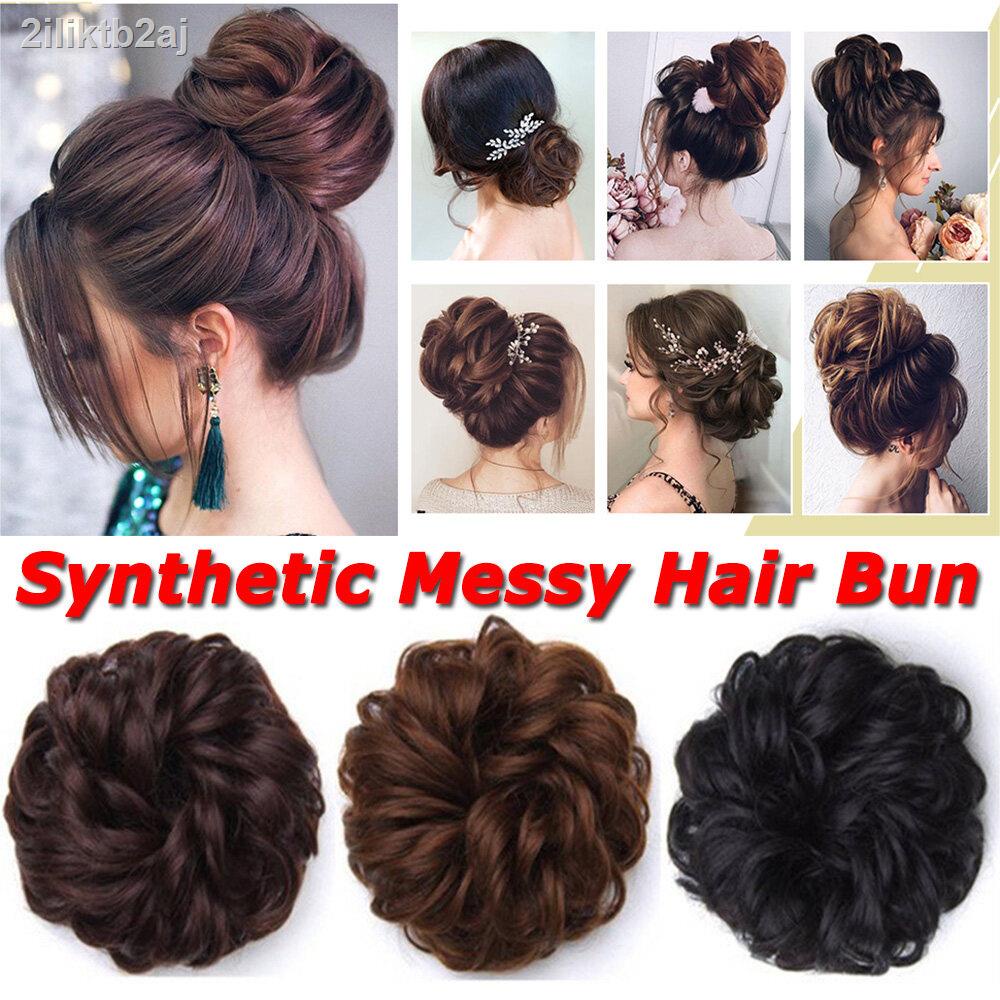 brown-black-rubber-band-drawstring-curly-hairpieces-elastic-band-curly-chignon-synthetic-hair-messy-hair-donut-bun