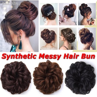 Brown Black Rubber Band Drawstring Curly Hairpieces Elastic Band Curly Chignon Synthetic hair Messy Hair Donut Bun