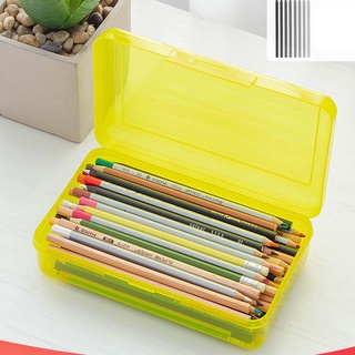กล่องดินสอ ใส่ปากกา กล่องพลาสติกใสหลากสี  กล่องใส่แมส สินค้าในไทย