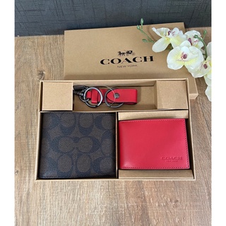 กระเป๋าสตางค์ BOXED 3 IN 1 WALLET GIFT SET IN COLORBLOCK SIGNATURE CANVAS (COACH C6790)