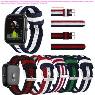 สินค้า Huami Amazfit GTS / Amazfit bip / GTR 42mm/Garmin Forerunner 645/245 นาฬิกาข้อมือสายไนล่อน 20 มม.