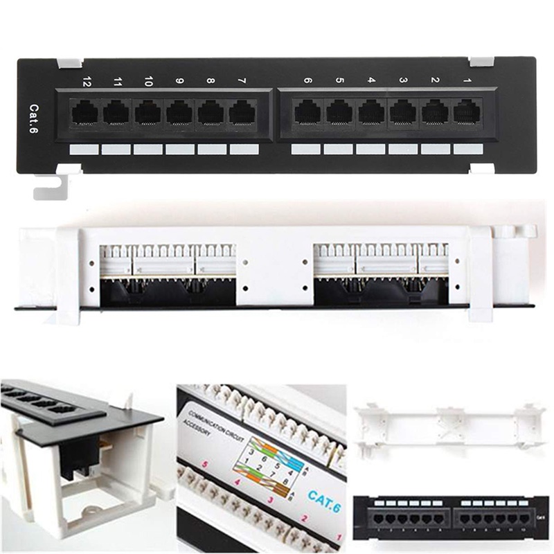 ชุดเครื่องมือเครือข่าย-12-พอร์ต-cat6-แผงแพทช์-rj45-ชั้นวางเครือข่ายติดผนัง-พร้อมตัวยึดติดผนังพื้นผิว