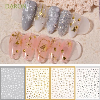 DARON 3D Christmas Nail Art Laser Gold Manicure Snowflake Nail Stickers White Waterproof DIY Laser Silver Self Adhesive Decals