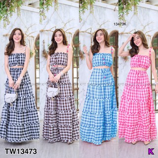 AK 13473 Set 3 ชิ้น เสื้อครอปสายเดี่ยว