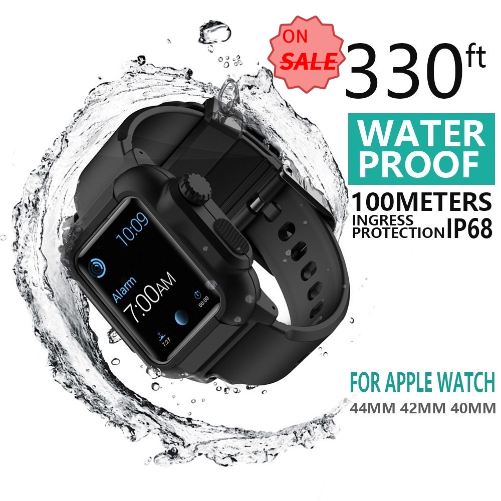 ภาพหน้าปกสินค้าIP 68 เคสกันน้ำ พร้อมสาย สำหรับ Apple Watch Series 4 5 6 se 44mm 40 มม. iWatch Series 1 2 3 42 มม.
