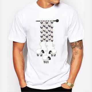 เสื้อขาว - ผู้ชายเสื้อยืดผ้าพันคอขนสัตว์การออกแบบตลกที่กําหนดเองเสื้อยืดฮิปสเตอร์เย็นชายเสื้อยืดแขน