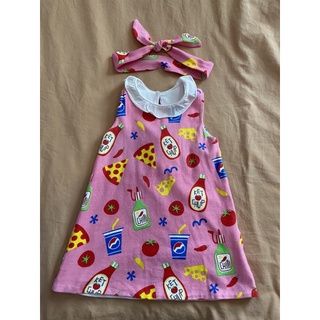 Bunnybabe brand dress size 12-18m คอล pizza พร้อมคาดผม used