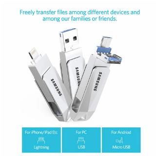 ภาพหน้าปกสินค้าSamsung 3IN1 เเฟลชไดรฟ์เก็บข้อมูล สำหรับ iphone OTG Pendrive USB Flash Drive for Android/ iOS/PC ซึ่งคุณอาจชอบราคาและรีวิวของสินค้านี้