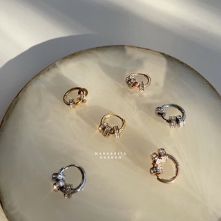 ภาพขนาดย่อของสินค้าMargarita Huggies Hoop Earring with Trio Diamond Charm