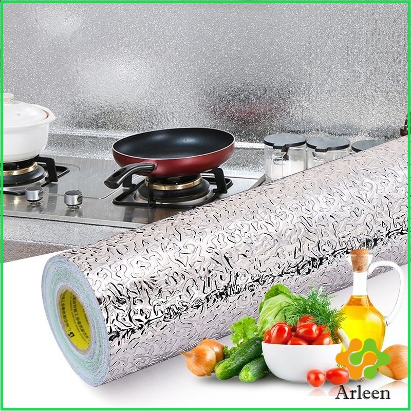 arleen-ม้วนสติกเกอร์ฟอยล์อลูมิเนียม-กันน้ำมันกระเด็น-ใช้สำหรับติดผนังห้องครัว-มี-2-ขนาด-kitchen-grease-proof-sticker