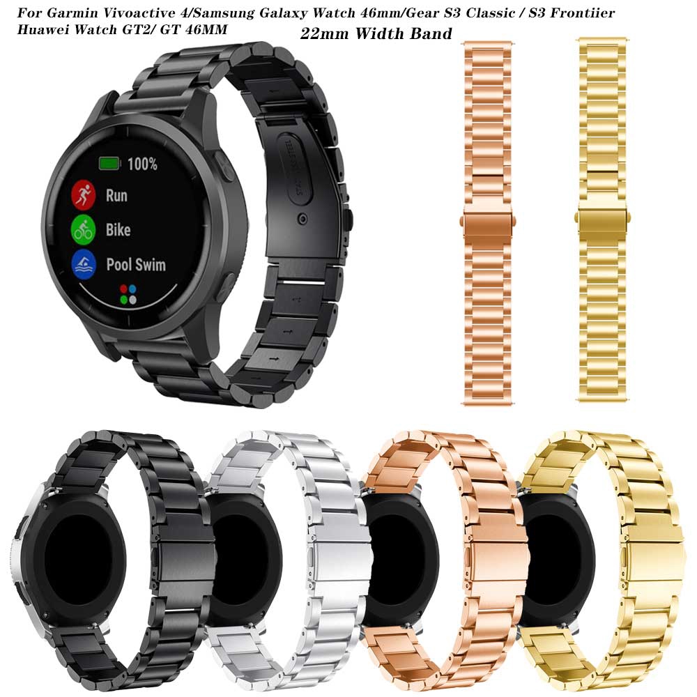 สายนาฬิกาข้อมือสแตนเลส 22 มมสําหรับ garmin vivoactive 4/huawei watch gt  2/gt 46 มม/samsung galaxy | Shopee Thailand