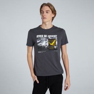 HH DAVIE JONES เสื้อยืดพิมพ์ลาย สีเทา Graphic Print T-Shirt in grey TB0178GY เสื้อยืดผ้าฝ้าย