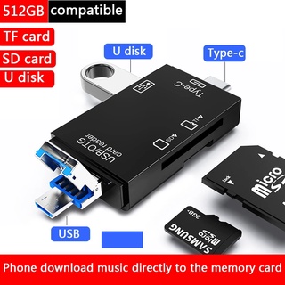 อะแดปเตอร์การ์ดรีดเดอร์ SD USB C 6 In 1 USB 2.0 TF Mirco SD Type C OTG