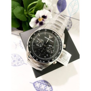 (ผ่อน0%) นาฬิกา 🍁Emporio Armani🍁 🍁Mens Chronograph Stainless Steel Watch 🍁AR5980 หน้าปัดเงิน 43 mm