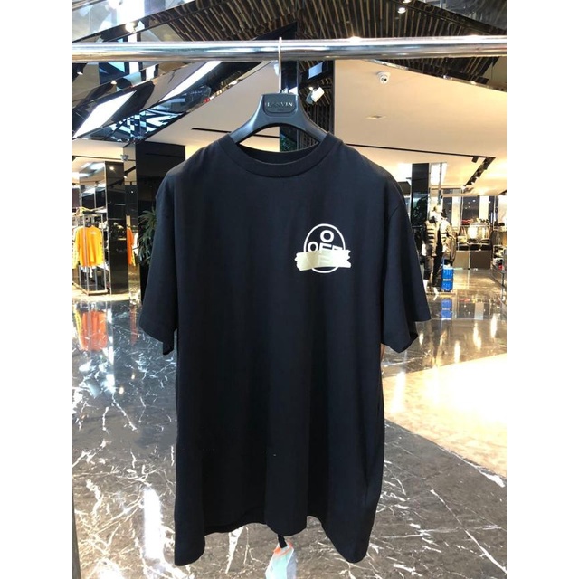 of-whte-เสื้อยืดคอกลม-แขนสั้น-ทรงหลวม-ลายเทป-ow-gold-band-arrow-top-แฟชั่นฤดูร้อน