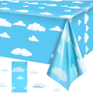 ผ้าปูโต๊ะพลาสติก ลายก้อนเมฆ สีฟ้า สีขาว แบบใช้แล้วทิ้ง ขนาด 137X274 ซม. สําหรับตกแต่งปาร์ตี้ จํานวน 1 ชิ้น