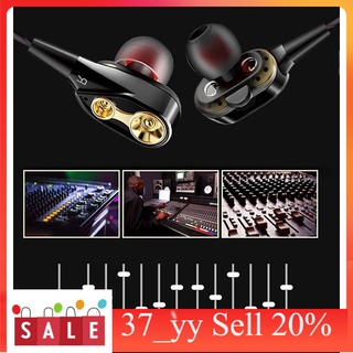 37_yy หูฟังมือถือ CL-8-Ear Earbuds Headphones Dual Dynamic Drivers Earphones with Mic Strong Bass and Noise Reducti