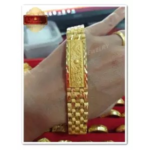 ใหม่-สร้อยข้อมือเลทลายมังกรชุปทอง-24k-99-9-เคลือบแก้ว-น้ำหนัก-5-บาท