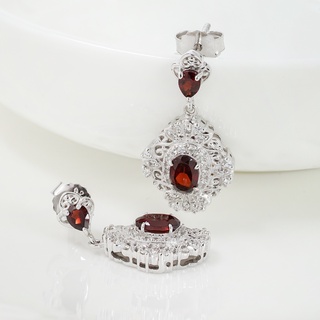 AR-Kang Collection***ต่างหู Garnet (โกเมน) เงินแท้ 92.5%