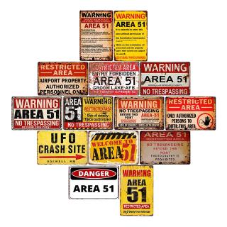 2020 Warning Area 51 Metal Tin Sign UFO Vintage Wall Plaques Art Poster Decoration Painting Home Decor 20x30cm