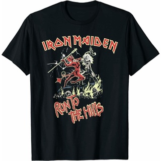 เสื้อยืดโอเวอร์ไซส์เสื้อยืด ผ้าฝ้าย 100% พิมพ์ลาย Run to the Hills Heavy Metal Rock ของขวัญ S5 2021S-3XL