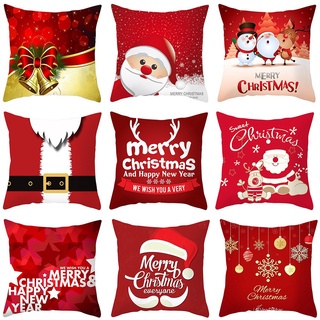 ปลอกหมอนอิง ลาย Merry Christmas Red Series Elk Snowflake สําหรับตกแต่งบ้าน เทศกาลคริสต์มาส