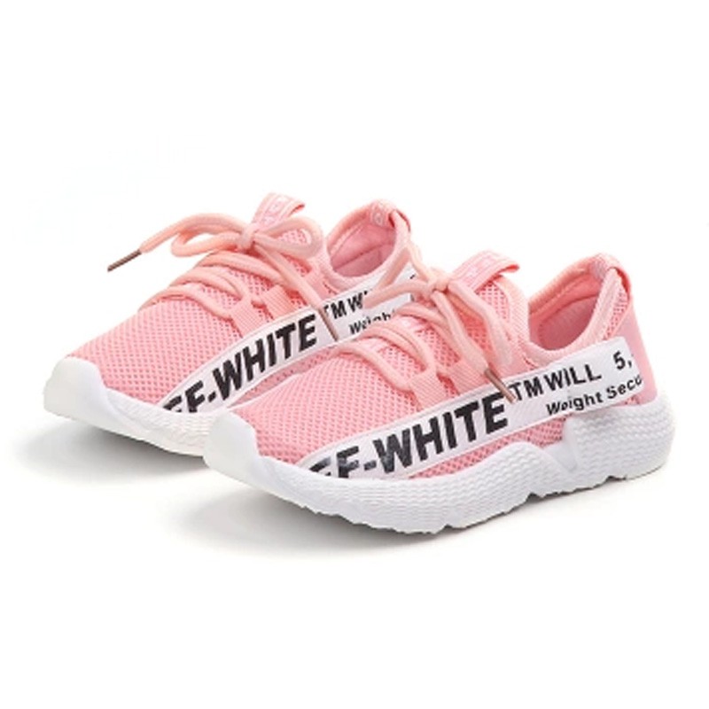 รองเท้าผ้าใบเด็กแนว-street-สีชมพูสุดแนว-แต่งริบบิ้น-off-white