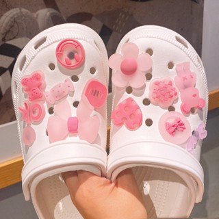 Jibbitz อุปกรณ์เสริมรองเท้า Crocs เรืองแสง PVC ลายการ์ตูนหมีน่ารัก ของขวัญสําหรับเด็ก