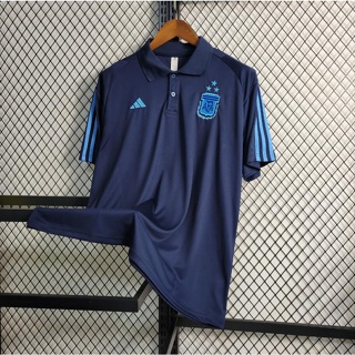 เสื้อโปโลแขนสั้น ลายทีมชาติฟุตบอล Argentina 2023-24 สีฟ้า