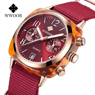 สินค้า Wwoor นาฬิกาข้อมือ สายไนล่อน กันน้ํา เรียบง่าย สําหรับผู้หญิง -8860