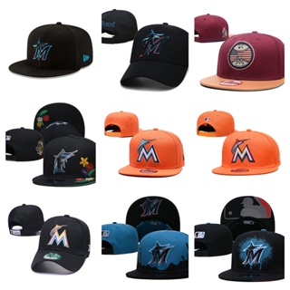 MLB Miami Marlins หมวกปีกปีกแบนแบบปรับได้หมวกกีฬากลางแจ้ง