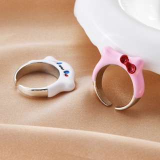 Sanrio แหวนแฟชั่น ลายการ์ตูน Hello Kitty Cinnamoroll น่ารัก ปรับได้ ของขวัญวันเกิด สําหรับผู้หญิง แฟนสาว