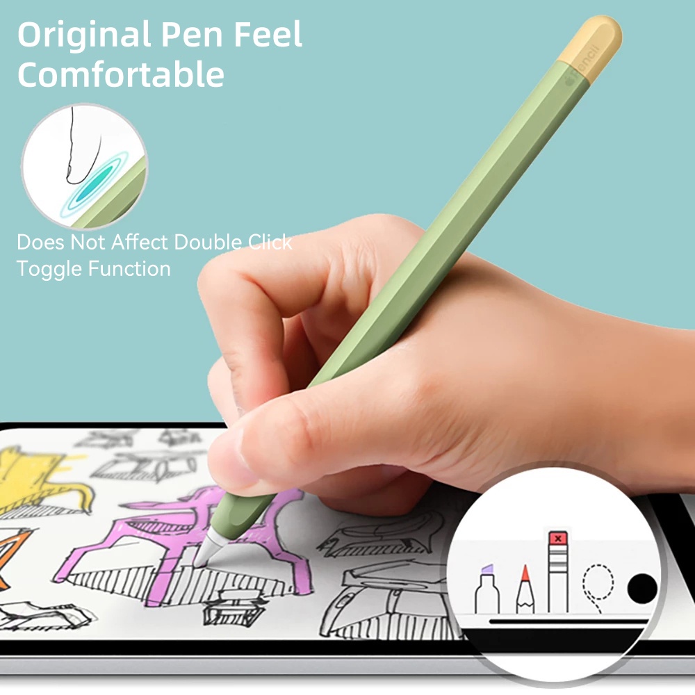 เคสซิลิโคนนิ่ม-หลากสี-สําหรับป้องกันปากกาสไตลัส-apple-pencil-1st-2nd-generation-ipad