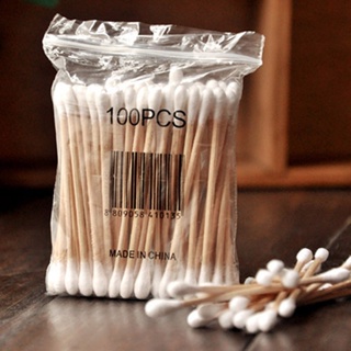 100 pieces packed cotton swabs cotton swabs cotton swabs wood swabs double-headed cotton swabs hot sell sanitary double-headed wood swabs