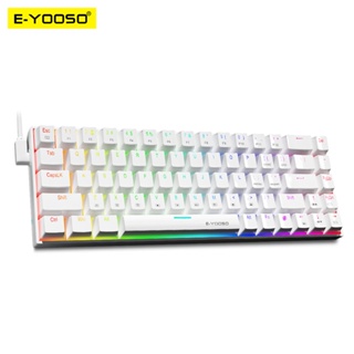 E-yooso คีย์บอร์ดโปรตุเกส แบบใช้สาย Z686 RGB USB 60% 68 คีย์ สีแดง สําหรับคอมพิวเตอร์ PC