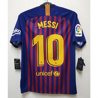 เสื้อกีฬาแขนสั้น ลายทีมบาร์เซโลน่า 18-19 2018-2019 Casas Messi สไตล์เรโทร # 10 LFP