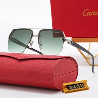 Cartier 2023 แว่นตากันแดด โลหะ ป้องกันรังสีอัลตราไวโอเลต ดีไซน์อิตาลี หรูหรา สําหรับผู้ชาย และผู้หญิง UV400