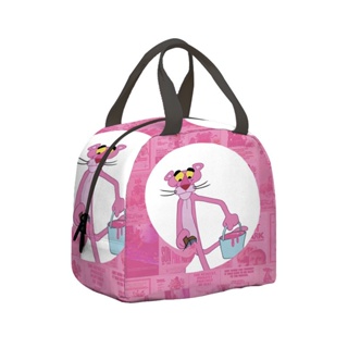 Pink Panther อะนิเมะ นักเรียนกระเป๋าใส่กล่องข้าวแบบพกพากระเป๋าใส่อาหารกลางวันสำหรับเด็กกันน้ำและฉนวนกันความร้อนถุงน้ำแข็ง