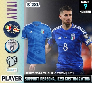 เสื้อกีฬาแขนสั้น ลายทีมชาติฟุตบอล Italy 23-24 [player version] ไซซ์ S-2XL