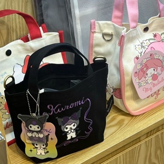 Sanrio Series Kuromi กระเป๋าถือ กระเป๋าสะพายไหล่ ผ้าแคนวาส ขนาดเล็ก สําหรับเด็กผู้หญิง 5.10