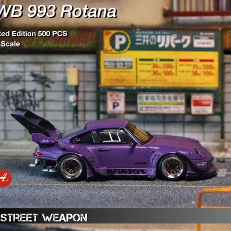 โมเดลรถยนต์จําลอง-sw-1-64-porsche-911-rwb-993-rotana-purple-nakai-ของเล่นสําหรับเด็ก