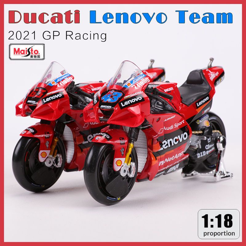 โมเดลรถจักรยานยนต์จําลอง-maisto-1-18-gp-racing-ducati-ducati-lenovo-2021