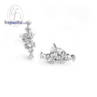 Finejewelthai ต่างหูเพชร-ต่างหูเงิน-เงินแท้ 925-ออกแบบพิเศษ-Silver-Diamond-Earring - E1159czp (สามารถเลือกสีตัวเรือนได้)