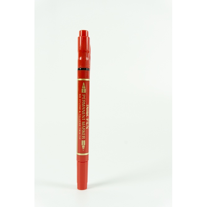 pentel-permanent-marker-twin-tip-red-ink-ปากกามาร์คเกอร์-แบบ-2-หัว-สีแดง-ของแท้