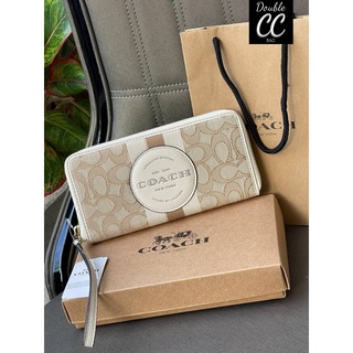 (แท้ 💯%‼ Factory) 💕CO ACH  DEMPSEY LARGE PHONE WALLET IN SIGNATURE JACQUARD WITH STRIPE AND CO A