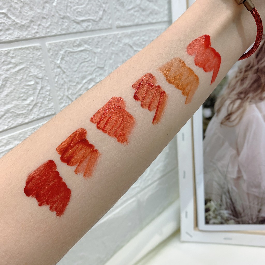 lameila-ลิปสติกติดทนนาน-สีส้มอิฐ-และสีเเดงตุ่น