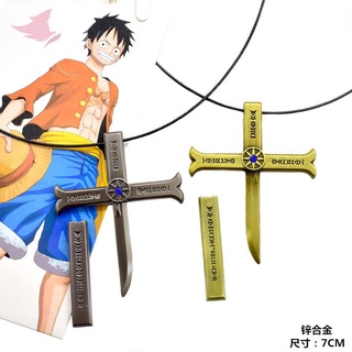 ดาบซามูไร ดาบคาตานะ ดาบโซโล♗✘❦One Piece Eagle Eye Hand-made สร้อยคอจี้ มีดมีดสีดำขนาดเล็ก Cross Knife King ภายใต้ใหม่ Se